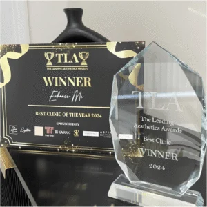 The Licensing Awards TLA Best Clinic of the Year award trophy for Enhance Me Aesthetics